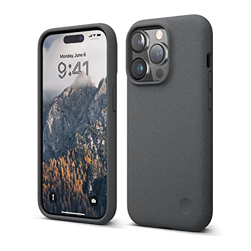 elago Pebble Hülle Kompatibel mit iPhone 14 Pro (6.1"), Spezielle Pebble Beschichtete Oberfläche, Premium TPU, Ergonomisches Abgerundetes Design, Stoßfeste Schutzhülle (Dunkelgrau) von elago