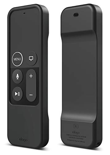 elago R1 Intelli Case Cover Silikonhülle Kompatibel mit Apple TV 4K 4. und 5. Generation Siri Remote Fernbedienung [Magnettechnologie] [Handgelenkschlaufe Inbegriffen] - Schwarz von elago