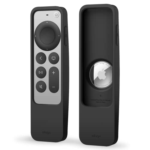 elago R5 Locator hülle Kompatibel mit Apple TV 4K Siri Remote 3. Generation (2022) und 2. Generation (2021) und Kompatibel mit Apple AirTag (Schwarz) von elago