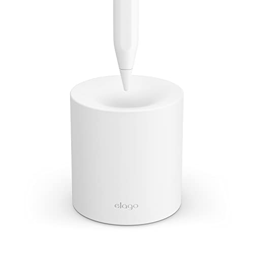 elago Silikonständer Kompatibel mit Apple Pencil Pro, Apple Pencil (1st & 2nd Gen) und Apple Pencil (USB-C) und jedem Tablet-Stylus mit oder ohne Bleistifttasche oder -hülse, Schutz der Spitze (Weiß) von elago