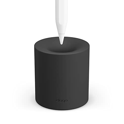 elago Silikonständer Kompatibel mit Apple Pencil USB-C, Kompatibel mit Apple Pencil 2. und 1. Generation und jedem Tablet-Stylus mit oder ohne Bleistifttasche oder -hülse, Schutz der Spitze (Schwarz) von elago