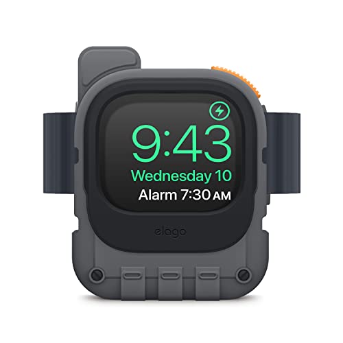 elago W10 Ladestation Ständer Kompatibel mit Apple Watch Serie 9, 8, SE2, 7, 6, SE, 5, 4, 3, 2, 1 Kompatibel mit Apple Watch Ultra 2 & 1 - Walkie-Talkie Design, Nachttischmodus (Hellgrau) von elago