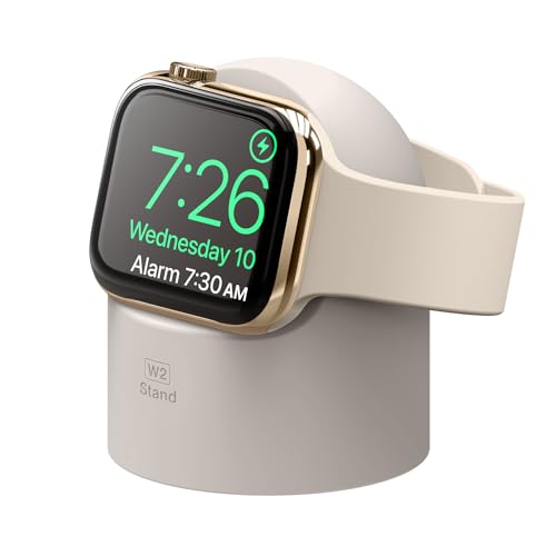 elago W2 Ladestation Ständer Kompatibel mit Apple Watch Serie 9, 8, SE2, 7, 6, SE, 5, 4, 3, 2, 1 Kompatibel mit Apple Watch Ultra 2 & 1(Taupe) von elago