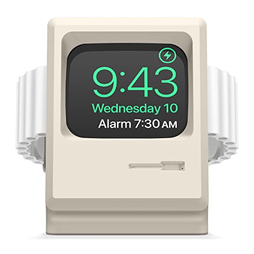 elago W3 Ladestation Ständer Kompatibel mit Apple Watch Serie 9, 8, SE2, 7, 6, SE, 5, 4, 3, 2, 1 Kompatibel mit Apple Watch Ultra 2 & 1 - Klassisches Monitor Design, Nachttischmodus (Klassisches Weiß) von elago