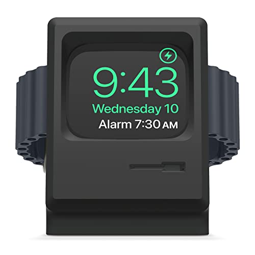 elago W3 Ladestation Ständer Kompatibel mit Apple Watch Serie 10, 9, 8, SE2, 7, 6, SE, 5, 4, 3, 2, 1 Kompatibel mit Apple Watch Ultra 2 & 1 - Klassisches Monitor Design, Nachttischmodus (Schwarz) von elago
