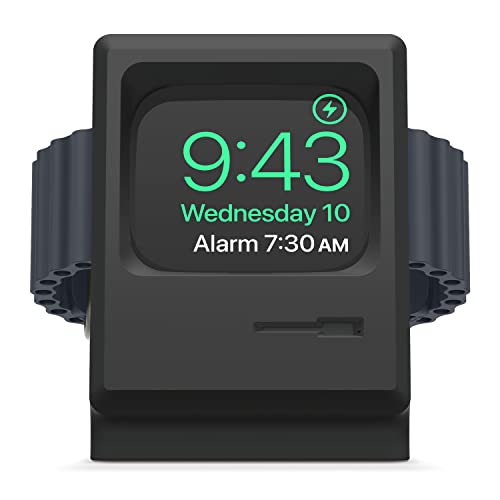 elago W3 Ladestation Ständer Kompatibel mit Apple Watch Serie 9, 8, SE2, 7, 6, SE, 5, 4, 3, 2, 1 Kompatibel mit Apple Watch Ultra 2 & 1 - Klassisches Monitor Design, Nachttischmodus (Schwarz) von elago