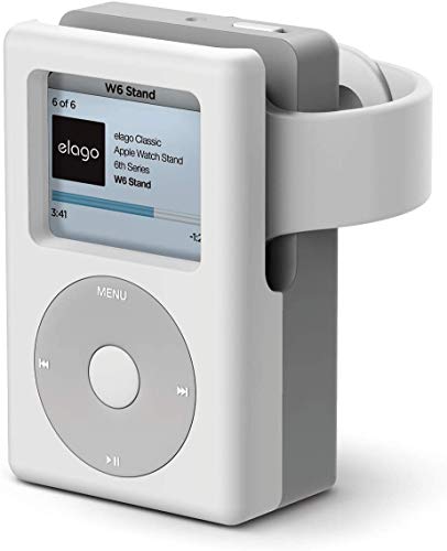elago W6 Ladestation Ständer Kompatibel mit Apple Watch Serie 10, 9, 8, SE2, 7, 6, SE, 5, 4, 3, 2, 1 (46mm, 45mm, 44mm, 42mm, 41mm, 40mm, 38mm- Nachtmodus (Weiß) von elago