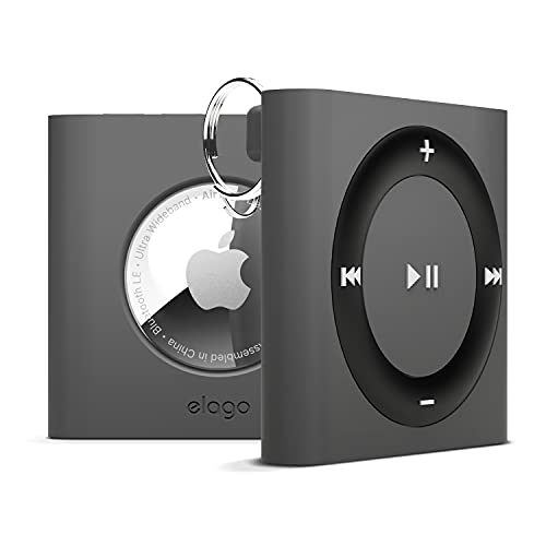 elago W7 Schlüsselanhänger Kompatibel mit Apple AirTags - Fallschutz, Karabiner, klassisches Retro MP3 Player Design (Zum Aufspüren von Hunden, Schlüsseln) Ortungsgerät Nicht Enthalten (Dunkel Grau) von elago