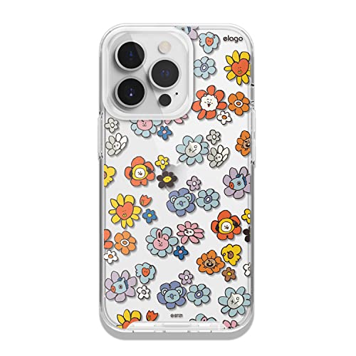 elago l BT21 Flower Hybrid Hülle Kompatibel mit iPhone 13 Pro 6.1 Zoll, Durable Volle Körper Schutz, Angehoben Lip (Bildschirm & Kamera Schutz) [Offizielle Waren] (Flower Bouquet) von elago