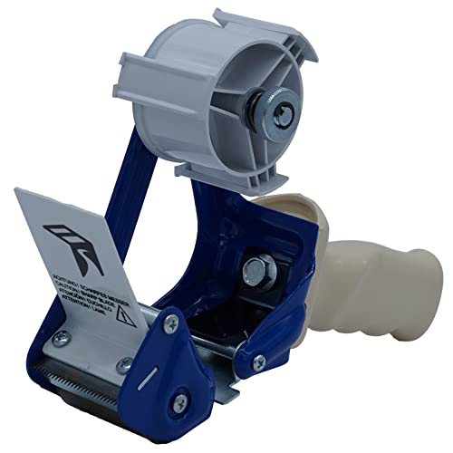 2 Stück - Handabroller - Profi-Ausführung - Version : STD - blau/blue - 50 mm - Klebebandabroller Metallrahmen - elb-verpackungen von elb-verpackungen