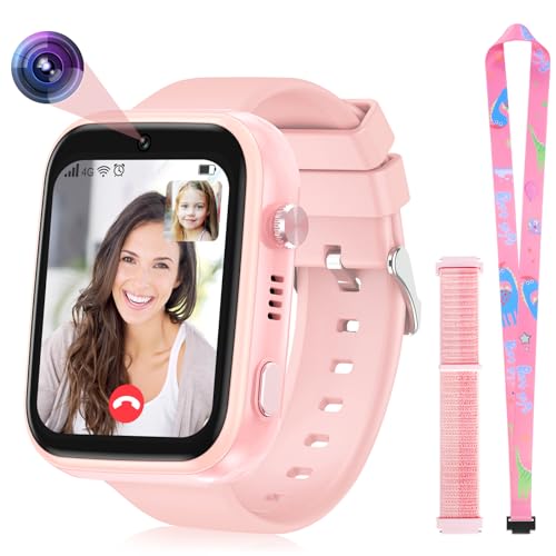 4G Smartwatch Kinder mit GPS und Telefon, Smart Watch Kinder mit WLAN Videoanruf Kamera SOS, IP67 Wasserdicht Kinder Smartwatch mit GPS Echtzeit-Ortung,Musik-Video-Player,Alarm (T45, Pink) von ele ELEOPTION