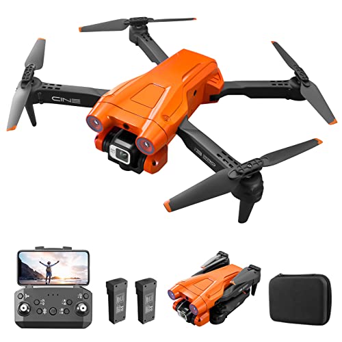 Drohne mit Kamera 4K, Faltbar RC Drohne RC Quadrocopter mit 1080P HD Dual Kamera, FPV Übertragung, 2 Batterien, Gestensteuerung, Höhenhaltung, One Key Start/Landen 3D Flips für Anfänger (Orange) von ele ELEOPTION