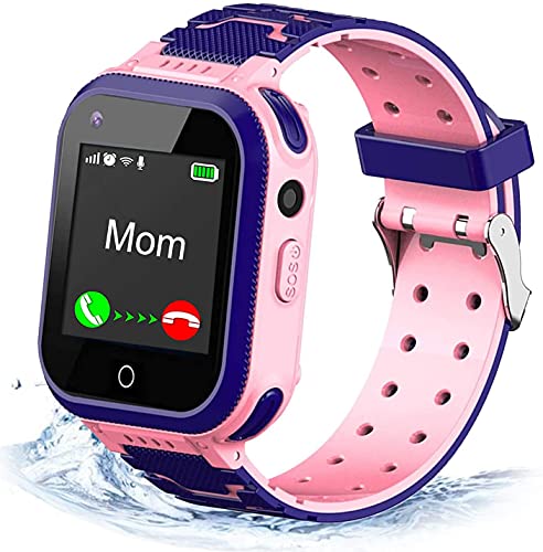 ele ELEOPTION 4G Kinder Smartwatch IP67 wasserdichte Kinderuhr mit GPS Position,Kamera,SOS,Anruf,Schrittzähler,Touchscreen,Video-Chat Smart Watch für Jungen und Mädchen (Pink T3) von ele ELEOPTION