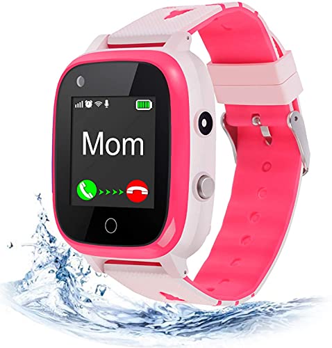 ele ELEOPTION 4G Kinder Smartwatch IP67 wasserdichte Kinderuhr mit GPS Position,Kamera,SOS,Anruf,Schrittzähler,Touchscreen,Video-Chat Smart Watch für Jungen und Mädchen (Pink T5) von ele ELEOPTION