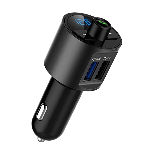 ele ELEOPTION Bluetooth FM Transmitter FM Auto Radio Adapter mit Mikrofon und 2 USB Port KFZ Zigarettenanzünder für iOS- und Android-Geräte (Schwarz) von ele ELEOPTION