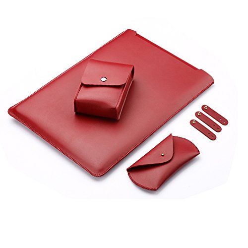 ele ELEOPTION Mikrofaser Leder Laptop Tasche kompatibel mit 13,3" MacBook Air und MacBook Pro & Pro Retina inkl. Schutztasche für Maus und Netzteil (Rot) von ele ELEOPTION