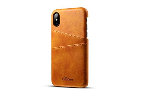 ele ELEOPTION PU Lederhülle kompatibel mit iPhone X und iPhone XS Hülle PU Ledertasche Schutzhülle Slim Case Backcover mit Kartenhalter von ele ELEOPTION