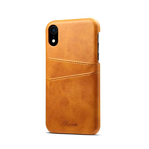 ele ELEOPTION iPhone XR Hülle iPhone XR Case PU Leder Hülle iPhone XR Backcover mit lle iPhone XR Backcover mit Kartenfächer (Gelb) von ele ELEOPTION