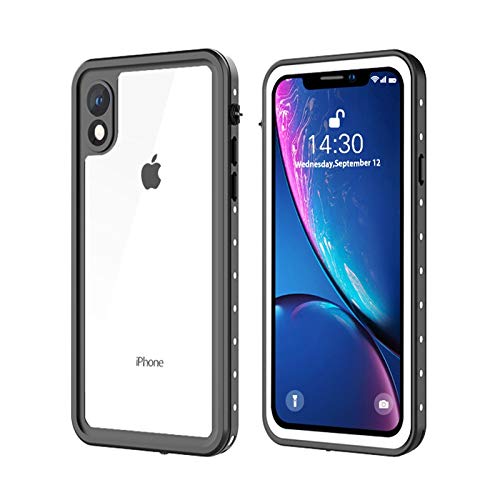 ele ELEOPTION iPhone XR IP68 wasserdichte Hülle, Voll versiegelte Unterwasser-iPhone XR Schutzhülle mit integrierter Displayschutzfolie, Schneefest Stoßfest Full Schutz Case (Weiß Rahmen) von ele ELEOPTION