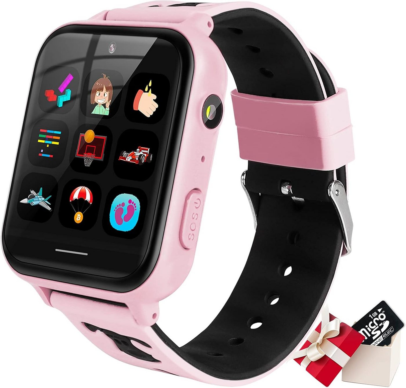 ele eleoption Geschenke für Kinder mit Taschenlampe, Wecker 12/24 Stunden Smartwatch, mit 24 Spielen, HD-Touchscreen Videokamera, Musik-Player Schrittzähler ele eleoption Geschenke für Kinder mit Taschenlampe, Wecker 12/24 Stunden Smartwatch, mit 24 Spielen, HD-Touchscreen Videokamera, Musik-Player Schrittzähler von ele eleoption