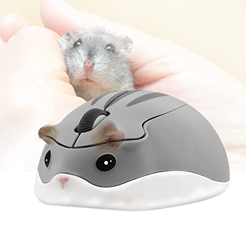 Kabellose Maus, niedliche optische Maus in Hamsterform, 1200 dpi, Rauschunterdrückung, ultra tragbare Reisemaus, 2,4 GHz mit USB-Unifying-Empfänger, für PC/Mac/Laptop, Kinder, Mädchen, Geschenk (grau) von elec Space