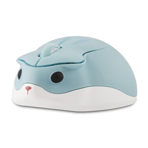 Kabellose Maus Cute Cartoon Hamster Shape Mouse Portable Travel 2.4GHz 1200DPI Optical Cordless Mouse mit USB-Empfänger Compact Silent Mäuse für Laptop PC Computer Mac für Kinder Geschenk, Blau von elec Space