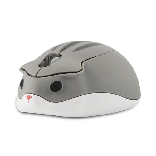 Kabellose Maus Cute Cartoon Hamster Shape Mouse Portable Travel 2.4GHz 1200DPI Optical Cordless Mouse mit USB-Empfänger Compact Silent Mäuse für Laptop PC Computer Mac für Kinder Geschenk, Grau von elec Space