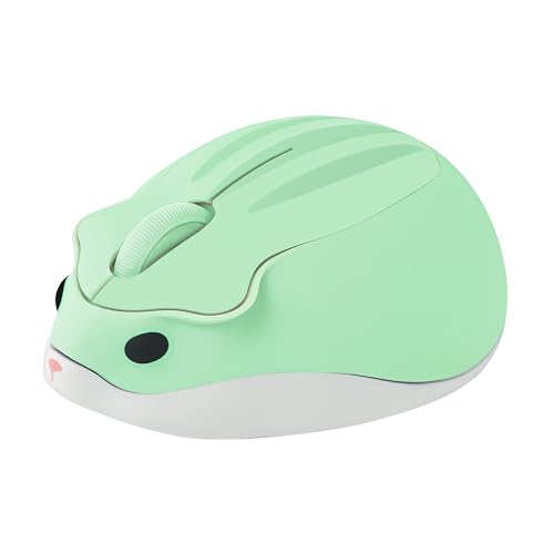 Kabellose Maus Cute Cartoon Hamster Shape Mouse Portable Travel 2.4GHz 1200DPI Optical Cordless Mouse mit USB-Empfänger Compact Silent Mäuse für Laptop PC Computer Mac für Kinder Geschenk, Grün von elec Space