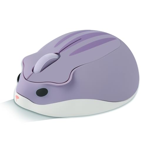 Kabellose Maus Cute Cartoon Hamster Shape Mouse Portable Travel 2.4GHz 1200DPI Optical Cordless Mouse mit USB-Empfänger Compact Silent Mäuse für Laptop PC Computer Mac für Kinder Geschenk, Lila von elec Space