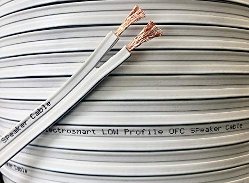 electrosmart Lautsprecherkabel (flaches Profil, OFC), mehrsträngig, 158, 2 x 79 Stränge, Außenmaße des Kabels 1,7 mm x 10 mm, Weiß von electrosmart�