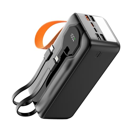 Powerbank 80000mAh mit Kabel, Digitaldisplay, LED-Licht, QC3.0/22.5W PD 20W, 2 Eingänge & 5 Ausgänge für Handy, Kamera, Tablet Powerbank 80000mAh mit Kabel, Digitaldisplay, LED-Licht, QC3.0/22.5W PD 20W, 2 Eingänge & 5 Ausgänge für Handy, Kamera, Tablet von elefull