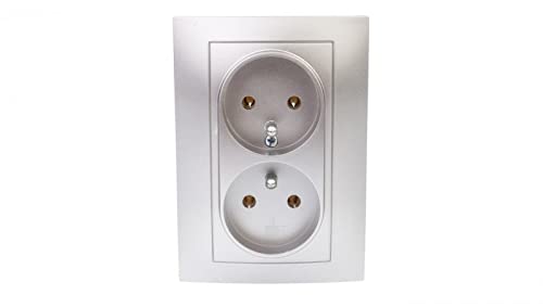 CARLA Doppelsteckdose z/u silber 1735-06 Elektro-plast Aufleger 5901752636620 von elektro-plast nasielsk