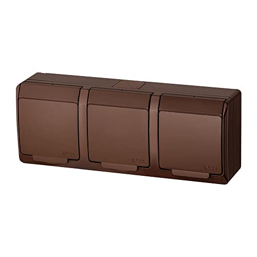 HERMES Steckdose 3x2P+Z IP44 braun 0323-06 Elektro-plast Aufputz 5901130483105 von elektro-plast nasielsk