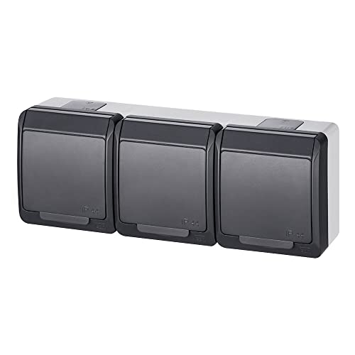Hermes 3-fach hermetische Steckdose z/u 16A IP44 anthrazit GNT 0323-07 Elektro-plast Aufputz 5902431697734 von elektro-plast nasielsk