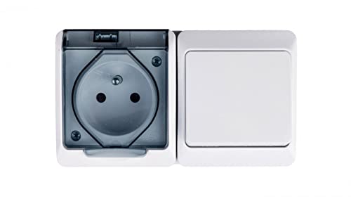 Hermes Treppenverbinder + Steckdose mit/u IP44 GNT 0327-11 Elektro-plast Aufputz 5901130482696 von elektro-plast nasielsk