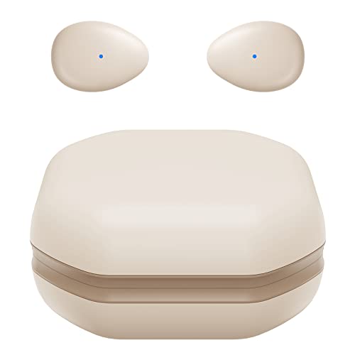 Mini Wireless Bluetooth Ohrhörer Kleine Kopfhörer Semi In-Ear Headset mit Ladetasche Freisprecheinrichtung für iPhone und Android Handys (hautfarben) von eleror