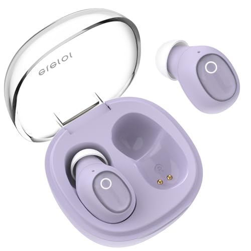 eleror Kabellose Ohrhörer für kleine Ohren, Damen, Herren, violett, Bluetooth-Ohrhörer für kleine Gehörgänge, Mini-Ohrstöpsel, kabellose Bluetooth-Kopfhörer für iPhone, Android-Ohrhörer… von eleror