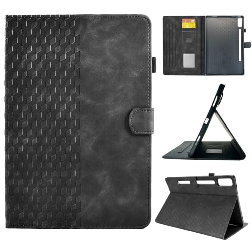 elfofle Hülle für Lenovo Tab P12 12.7 Zoll Tablet 2023 - Schutzhülle Kunstleder Leder Magnetische Geldbörse Tablet Flip Case Cover mit Standfunktion Karten Slot (Schwarz) von elfofle