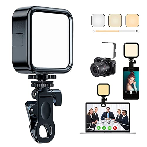 elfofle Selfie Licht Panel mit Klammer Telefonhalter 3 Lichtmodi Videolicht Handy 62 LED High Power 1200mAh Akkus Led Videokonferenz Leuchte für Phone/Tablet/Laptop, Zoom TikTok Live Streaming von elfofle