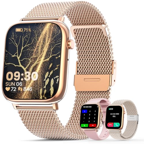 elfofle Smartwatch Damen Herren mit Telefonfunktion, 1,83" HD Touchscreen, IP67 Wasserdicht /SpO2 Fitness Tracker/Menstruationszyklus Herzfrequenz Schlafmonitor für iOS Android Rose Gold von elfofle