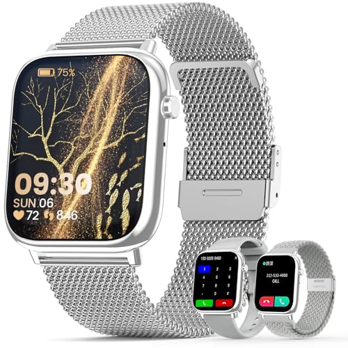 elfofle Smartwatch Damen Herren mit Telefonfunktion, 1,83" HD Touchscreen, IP67 Wasserdicht /SpO2 Fitness Tracker/Menstruationszyklus Herzfrequenz Schlafmonitor für iOS Android Silber von elfofle