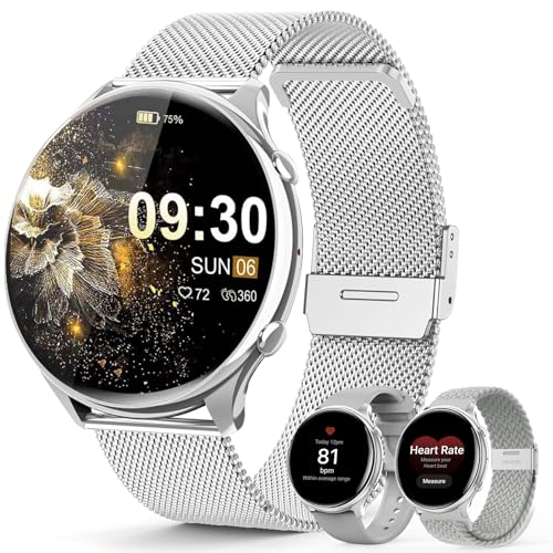 elfofle Smartwatch Damen mit Telefonfunktion, 1,39" TFT HD Touchscreen, IP67 Wasserdicht mit 120 Sport SpO2 Pulsuhr Menstruationszyklus Schlafmonitor,Armbanduhr für iOS Android Silber von elfofle