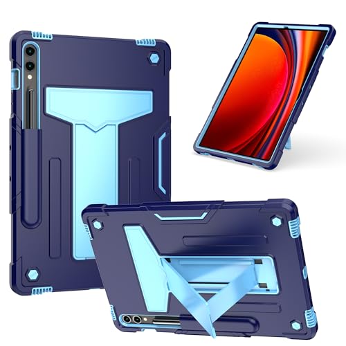 elitegadget Hybrid-Schutzhülle für Samsung Galaxy Tab S9 FE+ Plus 12,4 Zoll (SM-X610/X616) / Galaxy Tab S9+ Plus 12,4 Zoll (SM-X810/X816/X818), zweilagige Hybrid-Schutzhülle mit Ständer, Marineblau / von elitegadget