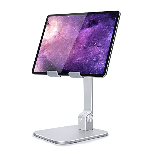 elitehood Aluminium-iPad-Ständer, verstellbarer iPad-Ständer für Schreibtisch, Desktop-Tablet-Ständer für iPad Pro 12.9 11, iPad Air Mini 4 5 und weitere 10,2–34,3 cm Tablets, silberfarben von elitehood