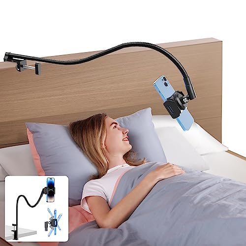 elitehood Metall Schwanenhals Handyhalterung Bett Stabil, Flexible Lang Arm Handy Halterung Bett [77cm], 360 Grad Schwenkbar Handyhalter Bett für iPhone 14/13 Pro Max Mini, Samsung, 4-7” Smartphone von elitehood