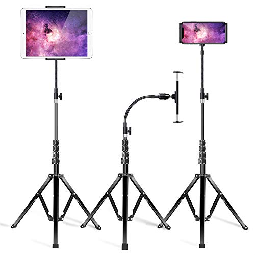 elitehood Metall-Stativ und verstellbarer 183 cm (72 Zoll) Schwanenhals, Tablet-Bodenständer, strapazierfähig, Aluminium, Air, iPhone und 11.9 - 32.8 cm (4.7 - 12.9 Zoll) Tablets von elitehood