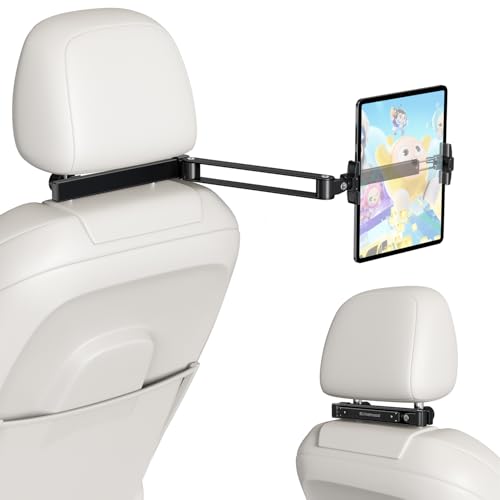elitehood Tablet Halterung Auto kopfstütze – [Langer Aluminium-Auslegearm] [Ultrakompakt] Faltbare iPad Halterung Auto für Rücksitz, Ausziehbare KFZ Tablethalterungen für 4.7-13 Zoll Geräte von elitehood