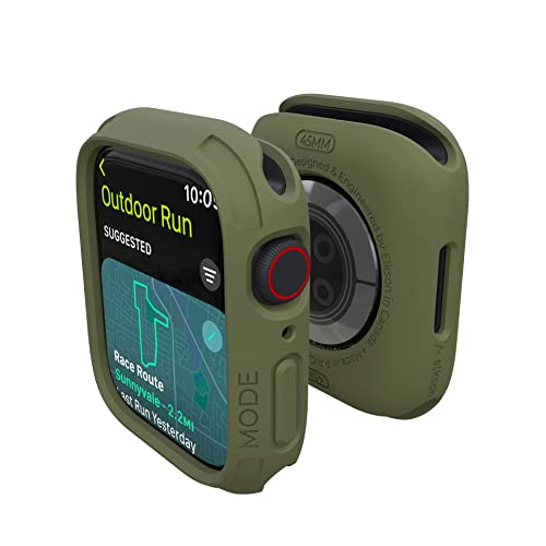 elkson Quattro 2.0 Series Robuste Schutzhülle für Apple Watch und iWatch Serie 8 7, robuste Schutzhülle in Militärqualität, flexibel, stoßfest, Militärgrün von elkson