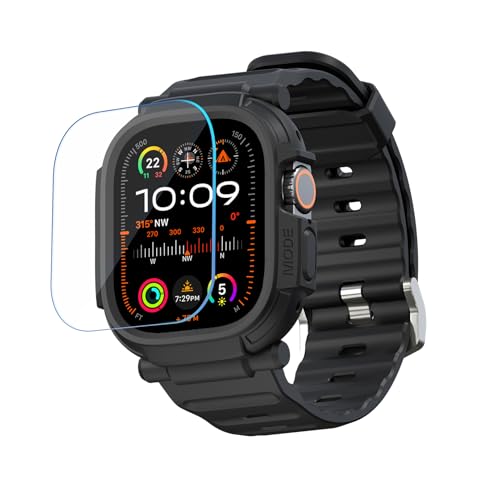 elkson Schutzhülle für Apple Watch Ultra Band, 49 mm, Displayschutzfolie aus gehärtetem Glas, Quattro Pro Serie, robust, für iWatch, Stoßstange, Militärqualität, langlebig, stoßfest, Schwarz, 49 mm elkson Schutzhülle für Apple Watch Ultra Band, 49 mm, Displayschutzfolie aus gehärtetem Glas, Quattro Pro Serie, robust, für iWatch, Stoßstange, Militärqualität, langlebig, stoßfest, Schwarz, 49 mm von elkson