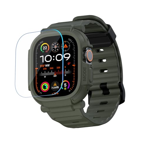 elkson Schutzhülle für Apple Watch Ultra Band, 49 mm, Displayschutzfolie aus gehärtetem Glas, Quattro Pro Serie, robust, für iWatch-Stoßstange, Militärqualität, langlebig, stoßfest, Grün, Grün, 49mm elkson Schutzhülle für Apple Watch Ultra Band, 49 mm, Displayschutzfolie aus gehärtetem Glas, Quattro Pro Serie, robust, für iWatch-Stoßstange, Militärqualität, langlebig, stoßfest, Grün, Grün, 49mm von elkson